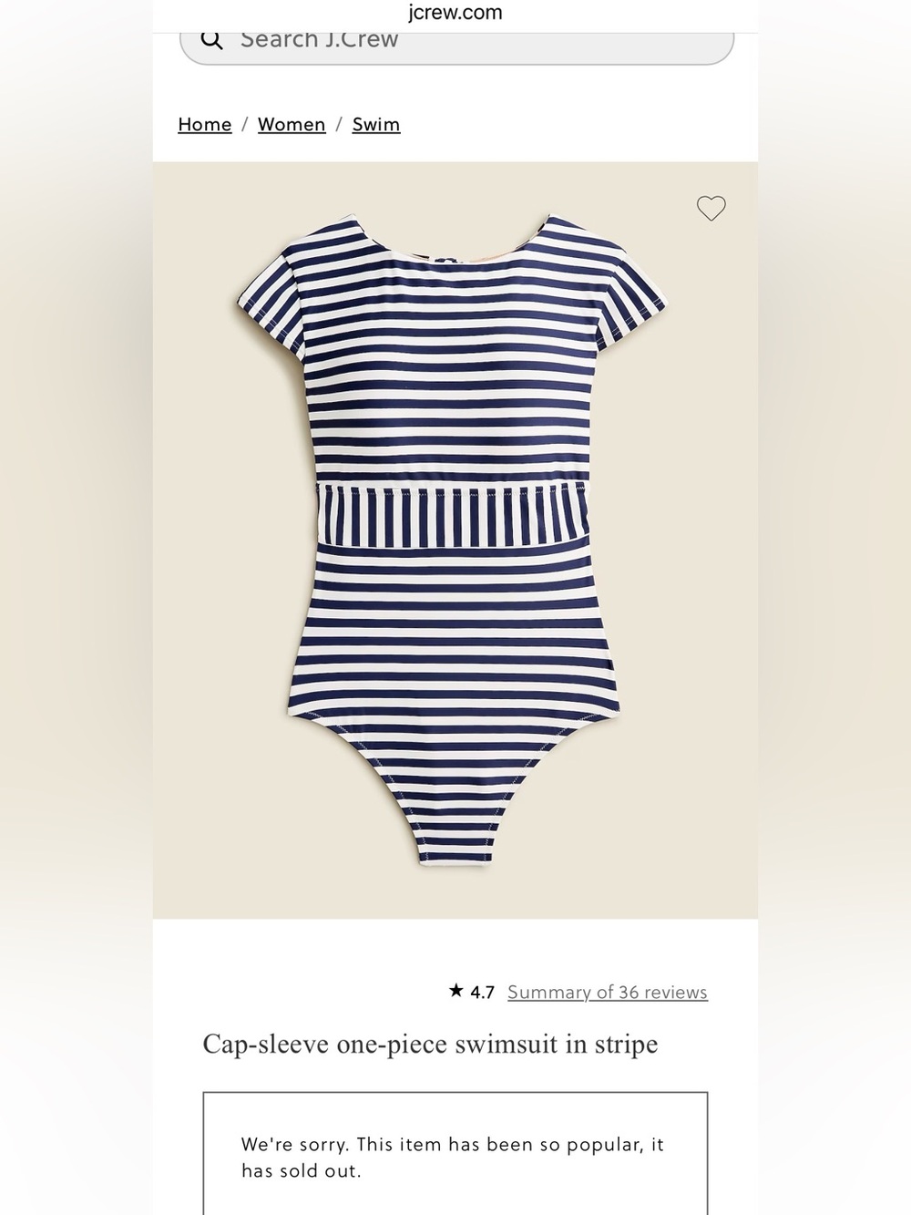 J. Crew Navy and White Striped One-Piece Swimsuit - Picture 3 of 7